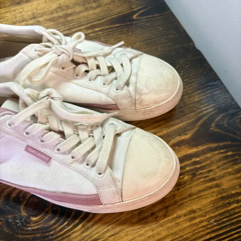 Tory Burch Cream And‎ Pink Sneakers Size 9.5